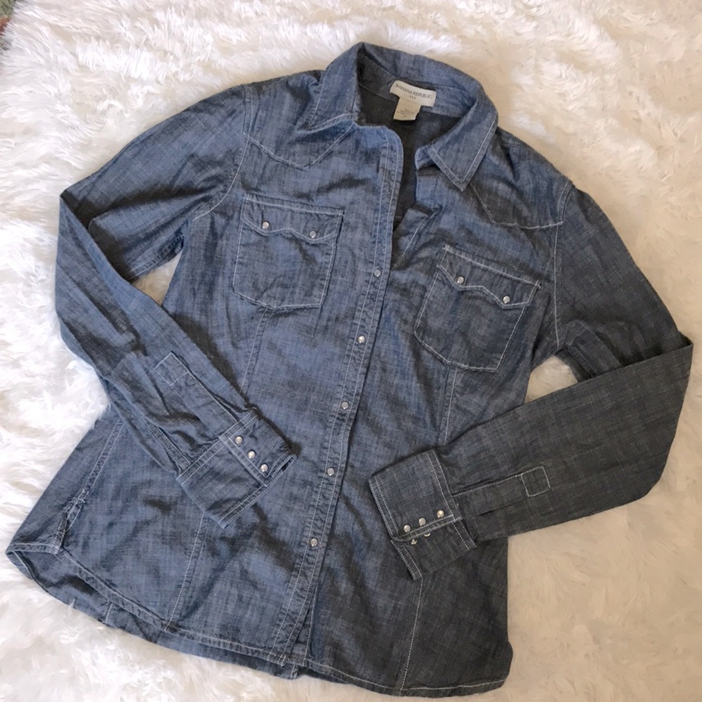Banana Republic Denim Blue Western Shirt Size M